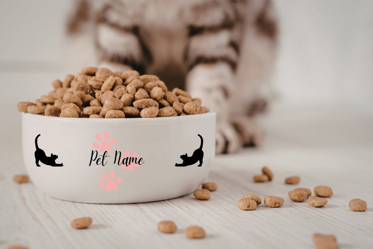 Cat food bowl, with sublimated design.
