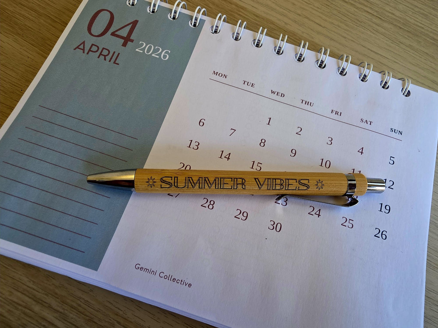 Summer Vibes Engraved Bamboo Pen
