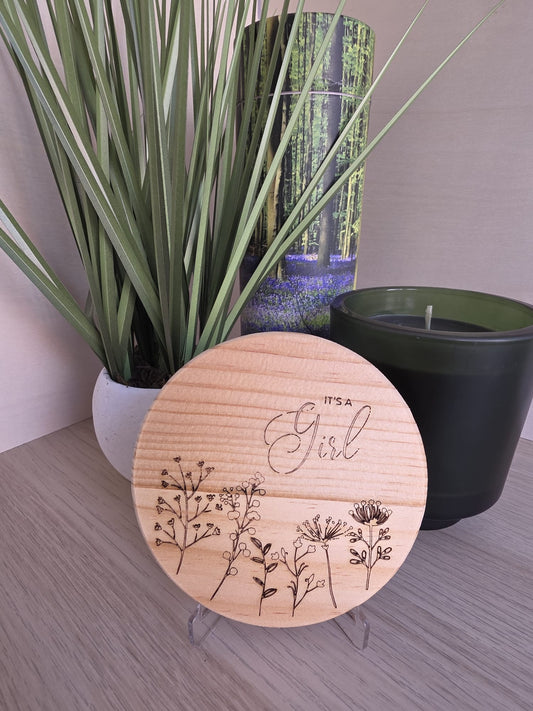 It's a Girl! Personalised Wooden Coaster