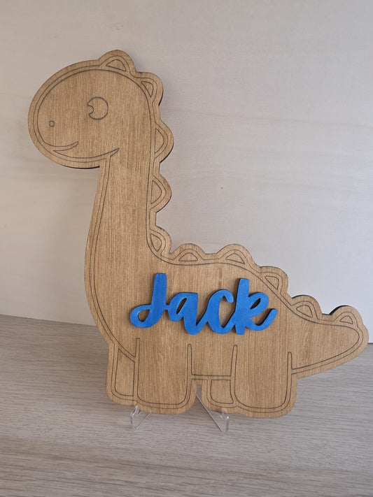 Personalised Dinosaur Wooden Plaque
