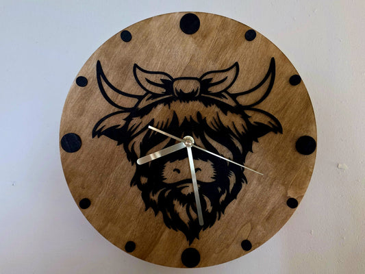 Highland Cow Wooden Wall Clock