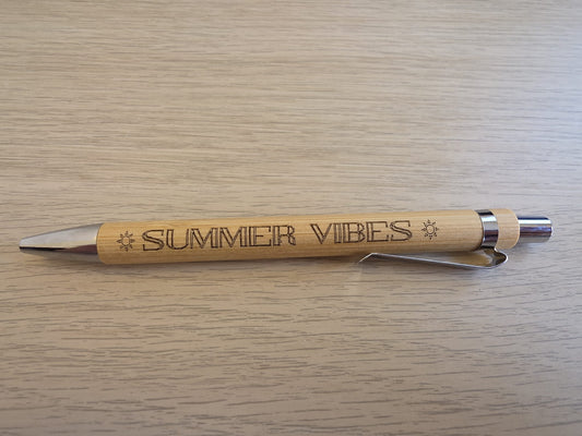 Summer Vibes Engraved Bamboo Pen